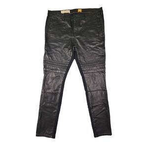 Pilcro  Womens Pants Faux Leather Moto Black Stretch Size 31